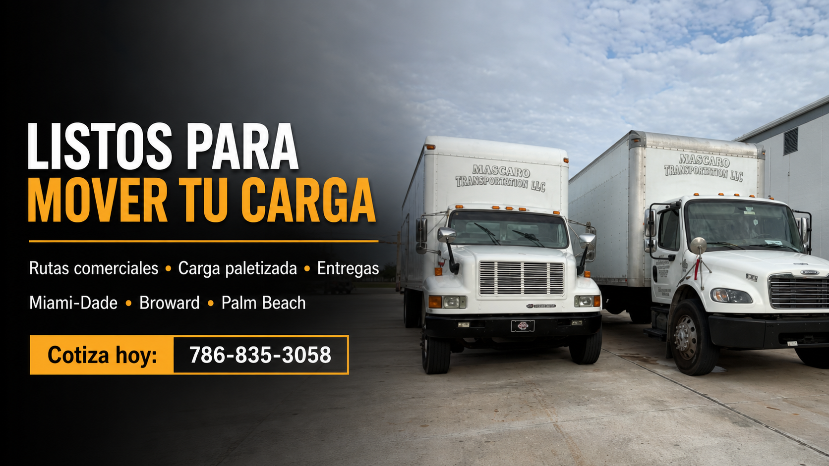 Camión de Mascaro Transportation disponible para servicios de carga en el sur de Florida